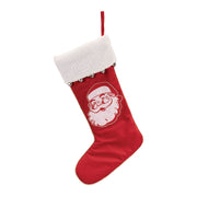 Red and White Santa Stocking with Jingle Bell Accents