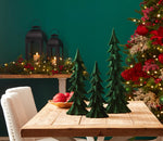 Christmas Tabletop Pine Trees Set of 3 Resin Velvet Finish 23" H Holiday Decor by Melrose