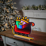 Santa’s Sleigh Ekkolight 17"L Acrylic Christmas Infinity LED Decor Red Green Holiday Display by Melrose