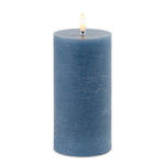 FIA Wick Candle 6"H Blue Pillar Candle Set of 2 Wax Plastic Modern Glow By Melrose