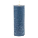 FIA Wick Candle 8"H Blue Pillar Candle Set of 2 Wax Plastic Modern Glow By Melrose