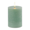 Green Pillar Candle Set Flameless Battery Operated Candles