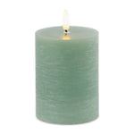 FIA Wick Candle 4"H Green Pillar Candle Set of 2 Wax Plastic Modern Glow By Melrose