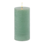 FIA Wick Candle 6"H Green Pillar Candle Set of 2 Wax Plastic Modern Glow By Melrose