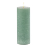 FIA Wick Candle 8"H Green Pillar Candle Set of 2 Wax Plastic Modern Glow By Melrose