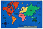 Carpets for Kids KIDs Value PLUS World Map Learning Rug, 7' 6" x 12' Rectangle, Blue