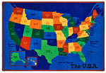 Carpets for Kids KIDsValue PLUS USA Map Kids Classroom Learning Rug, 7' 6" x 12' Rectangle, Blue
