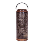 Punched Metal & Mango Wood Lantern 19"H, Brown Rustic Indoor Candle Holder By Melrose
