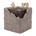 Bubbling Stone Fountain with Birds 19"H, Gray Resin Home Decor By Melrose