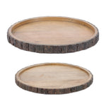 Wood Decorative Tray (Set of 2) Natural Mango Wood Table Decor By Melrose