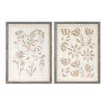Framed Floral Wall Decor Set of 2 Under Glass Farmhouse Wall Art 24" H Hanging Accent by Melrose