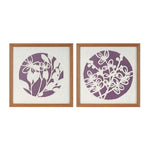 Wall Art Floral Print Set of 2 Framed Under Glass Square Decor 14" H by Melrose