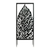 Decorative metal screen with leaf pattern on a white background