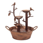 Cascading Iron Bird Branch Fountain 18.5″ H Brown Copper Finish with Lighted Basin by Melrose