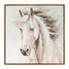 Horse head canvas wall art with natural wood frame