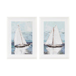Framed Sailboat Prints Set of 2 Blue White Coastal Wall Art 27.5" H by Melrose