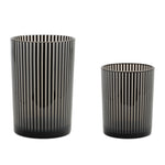Glass Candle Holders Set of 2 Black White Striped Design 7" H by Melrose