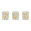 Glass Votive Candle Holder Set – Floral Design Yellow Green – 3 in Height – Home Accent by Melrose