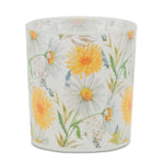 Yellow Green Floral Votive Candle Holders – Glass – 3 in Height – Set of 3 by Melrose