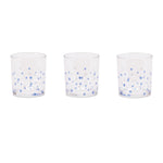 Glass Votive Candle Holder Set of 3 Blue Dotted Design for Coastal Decor 3" H by Melrose
