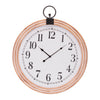 Large round wall clock with wood frame and white dial