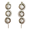 Decorative iron garden stakes with triple orbs