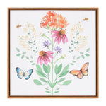 Framed Floral Wall Art Flower Butterfly Bee Design 15.5" Square by Melrose