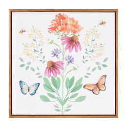 Square floral butterfly bee wall decor frame