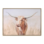 Rustic longhorn cattle framed wall artwork