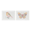 Bird and butterfly wall art in white MDF frame