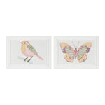 Framed Bird and Butterfly Wall Plaque Set of 2 - 8.5" H MDF by Melrose