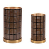 Black and Gold Punched Metal Candle Holders Set of 2