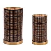 Black and Gold Punched Metal Candle Holders Set of 2