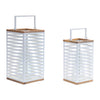 White Metal and Glass Lantern Set of 2