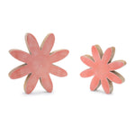 Mango Wood Flower Decor (Set of 2) – 7.5"H Pink and Natural Boho Tabletop Accents by Melrose