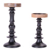 Rustic Metal and Wood Candle Holder Set