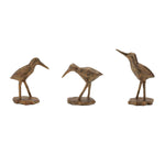 Modern Sea Bird Figurine (Set of 3) – 6"H Brown & Gold Coastal Resin Birds Indoor Decor by Melrose