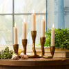Gold Resin Taper Candle Holder Set of 4