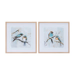 Framed Bird Wall Art Prints (Set of 2) – 21"H Blue White Nature Indoor Decor by Melrose