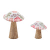 Floral Wood Mushroom Set of 2