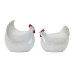 Terra Cotta Chicken Decor (Set of 4) – 6.5"H White Farmhouse Accents by Melrose
