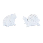 Polyresin Frog and Turtle Decor 5.25" H White Finish by Melrose