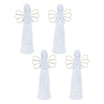 Set of 2 Angel Figurines – White-Washed Finish  9" H Tabletop Accent by Melrose