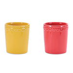 Tabletop Stoneware Vibrant Bud Vase Set 4.25" H Yellow Pink Stoneware by Melrose