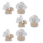 Mushroom and Bird Decor Porcelain, Set of 6, Beige & Gray 4.5" H Indoor Accent by Melrose