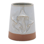 Tapered Porcelain Planter with Mushrooms Set of 2,5.5"D x 6"H – Gray & Brown Woodland Decor by Melrose
