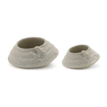 Beige Porcelain Plant Container 3.75" Height with Frog Detail Set of 2 by Melrose