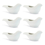 White Ceramic Decorative Container 4" H Bird Design Set of 6 by Melrose