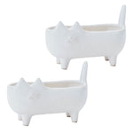 Ceramic Cat Container 4.25" H Indoor Decorative Storage Set of 2 White Melrose