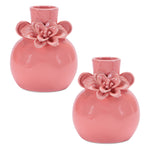 Bud Vase Set Stoneware Floral Accent – 5.75" H Pink Table Decor by Melrose